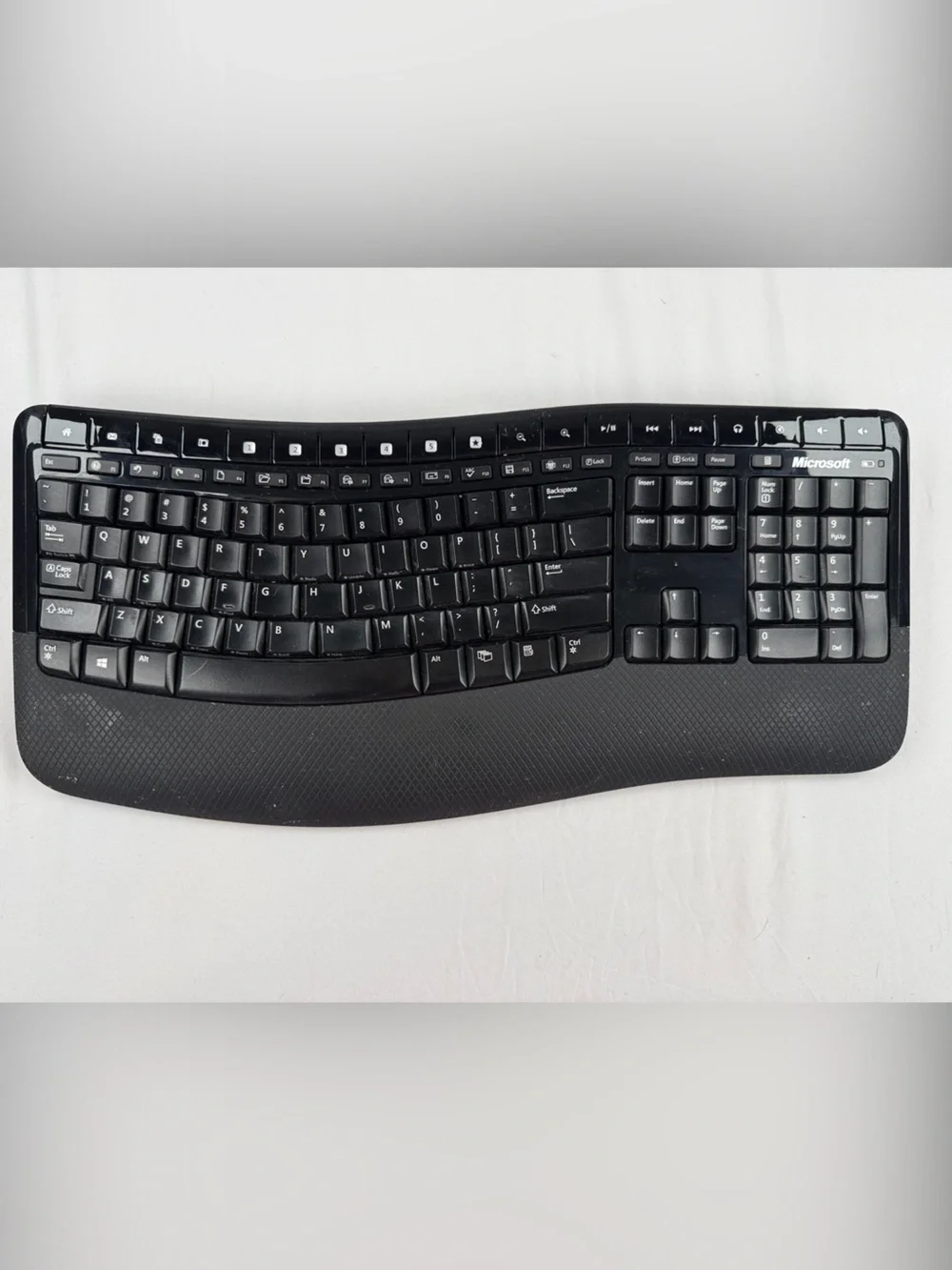 Microsoft Black Ergonomic Split-Style Keyboard w/Integrated Palm Rest- No Dongle